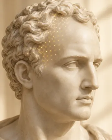 Escultura masculina com pontos dourados nas entradas