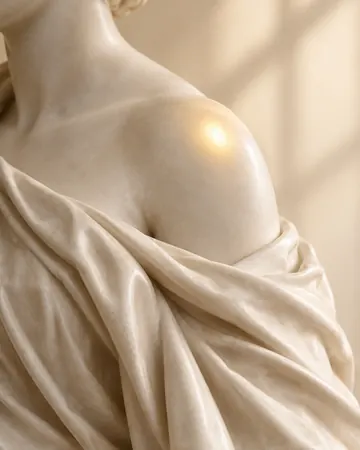 Escultura com um ponto dourado de contorno suave no ombro