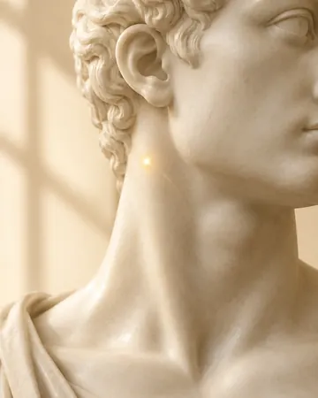 Escultura com pequeno ponto dourado no pescoço