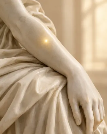 Escultura com um ponto dourado brilhante no antebraço