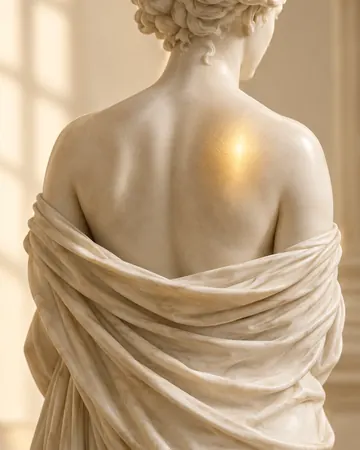 Escultura com um ponto dourado maior nas costas