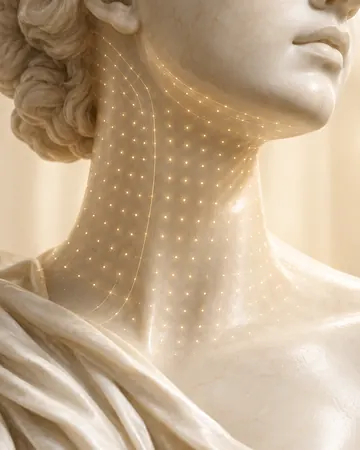 Escultura com pontos dourados no pescoço