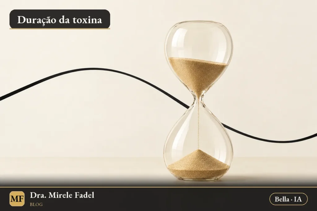 Ilustração gerada por IA: natureza-morta abstrata com uma ampulheta de vidro com areia dourada sobre fundo creme, ligada à passagem do tempo.