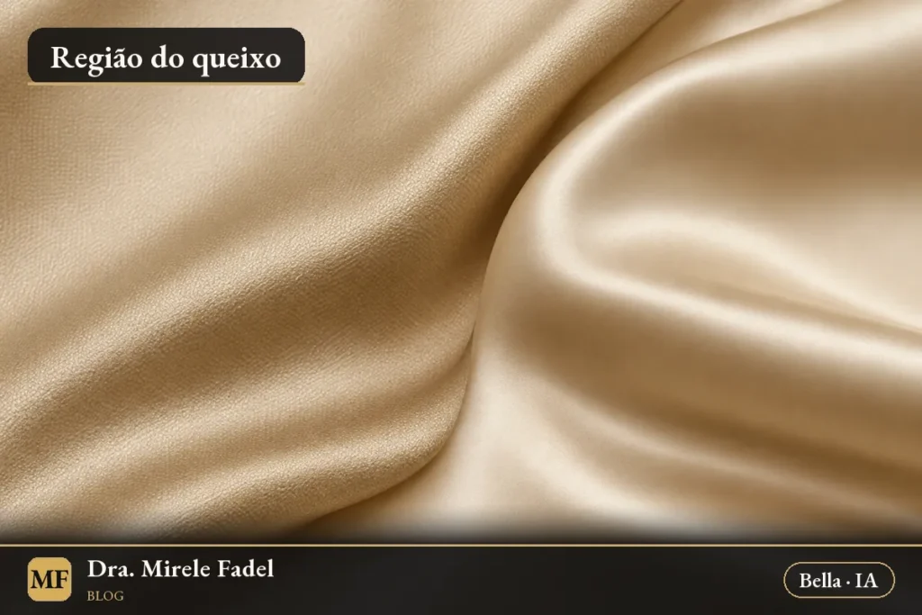Ilustração gerada por IA: tecido acetinado em tons de champanhe