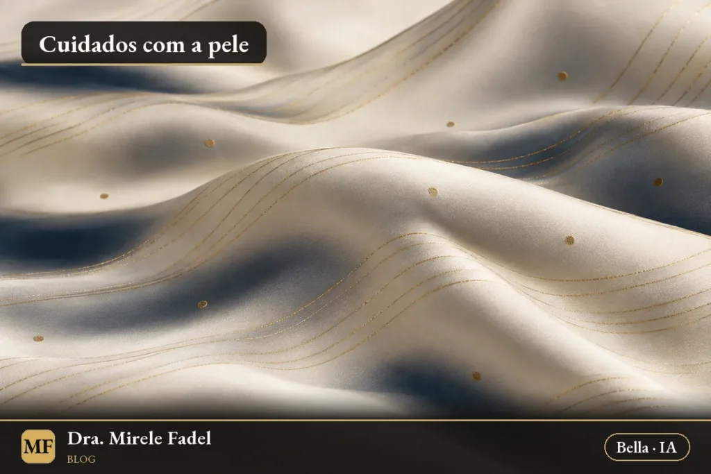 Ilustração gerada por IA: tecido de seda creme com fios dourados finos e pontos champanhe, em tons de creme, ouro e tinta